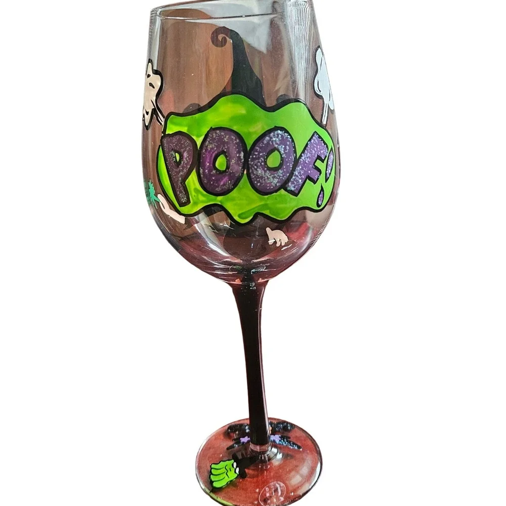 Hand Panted Witch Halloween Wine Glass